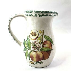 Vintage Himark Peach Decal Ceramic Pitcher